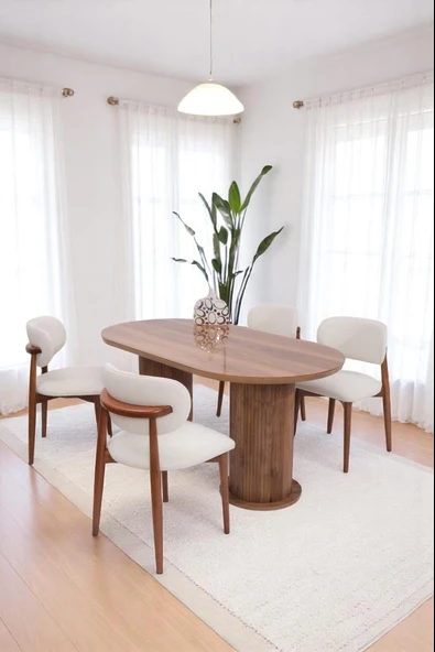 Bohem Norte Lak Panel Sabit Yemek Masa Sandalye Takımı 90x160cm ürün görseli 1
