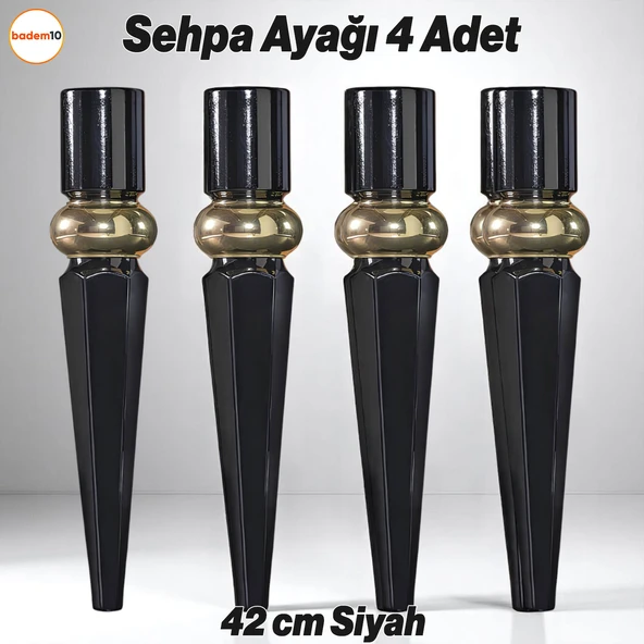 Elips 4 ADET Sehpa Ayağı 42 cm Plastik Siyah Gold Masa Ayak Mutfak Sehpası Masası Mobilya Ayakları ürün görseli 1