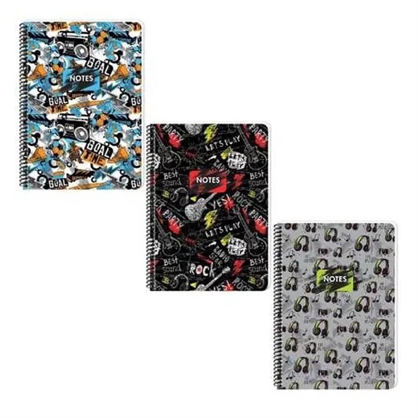 Keskin Cool Boys Pp.Kapak Spiralli Defter A4 80yp.Kareli 333162-99 ürün görseli 1