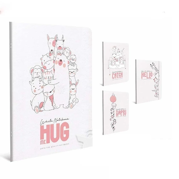 Gıpta White Notebook A4 Tel Dikiş Pp Kapak Defter Kareli 40Yp 4343 ürün görseli 1