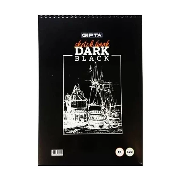 GIPTA DARK SPİRALLİ SİYAH RESİM DEFTERİ A5 15 YAPRAK 40 ürün görseli 1