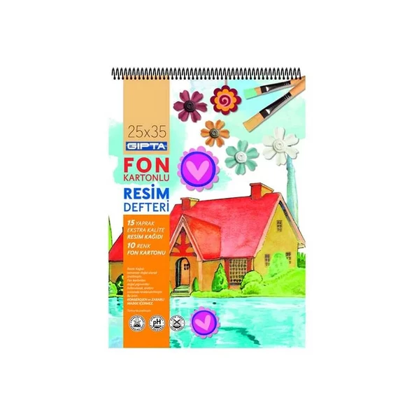 Gıpta Spiralli Fon Kartonulu Resim Defter 25 x 35-15 Yaprak +10 Yaprak ürün görseli 1