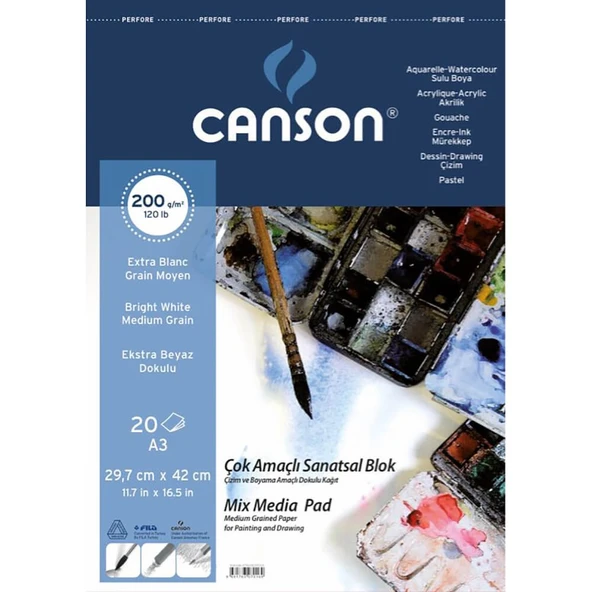 Canson Fineface Çok Amaçlı Resim Blok 200 gr A3 20 Yp ürün görseli 1