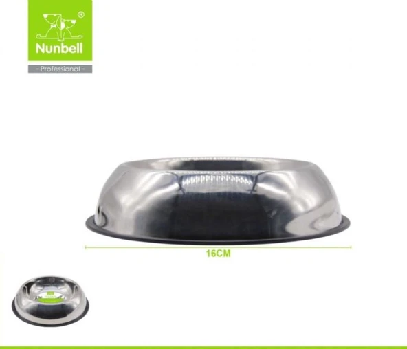 Nunbell Çelik Oval Mama ve Su Kabı 16 cm ürün görseli 1