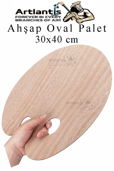 Ahşap Oval Palet Naturel 30x40 cm 1 Adet Büyük Boy Ahşap Boya Paleti Resim Boyama Tepsisi Akrilik Guaj Karıştırıcı ürün görseli 1