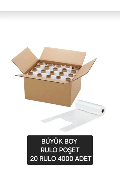 4000 ADET Büyük Boy Rulo Poşet Manav Poşeti 200 Adet X 20 Rulo Hışır Poşet Fırıncı Poşeti ürün görseli 1