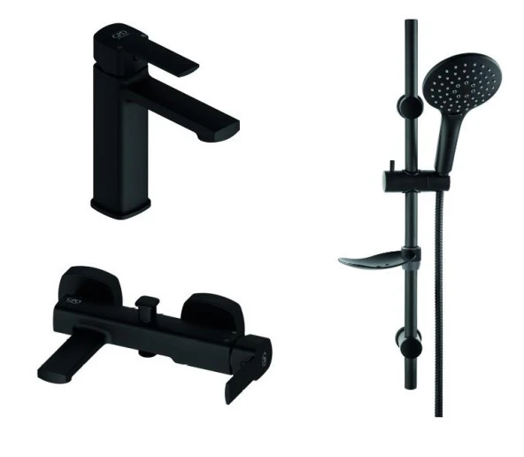GPD Pedra Siyah Banyo - Lavabo - Sürgülü Duş seti MLB160-S-MBB160-S-DST57-S ürün görseli 1