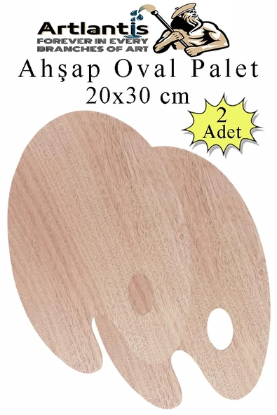 Ahşap Oval Palet Naturel 20x30 cm 2 Adet Orta Boy Ahşap Boya Paleti Resim Boyama Tepsisi Akrilik Guaj Karıştırıcı 20x30 ürün görseli 1
