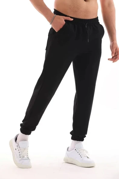 Unisex İki İplik Eşofman Altı - Siyah ürün görseli 1