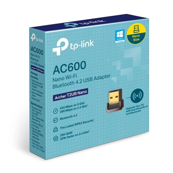 TP-LINK ARCHER T2UB AC600 Nano Wi-Fi Bluetooth 4.2 USB Adaptör - Resim 3