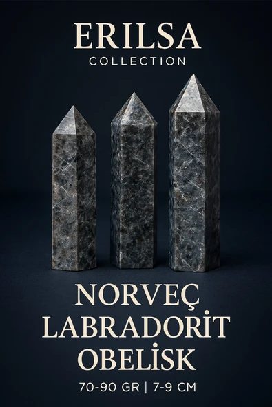 Sertifikalı Norveç Labradorit Larvikit Obelisk Kazık – Zihni Güçlendiren Doğal Enerji Sütunu ürün görseli 1