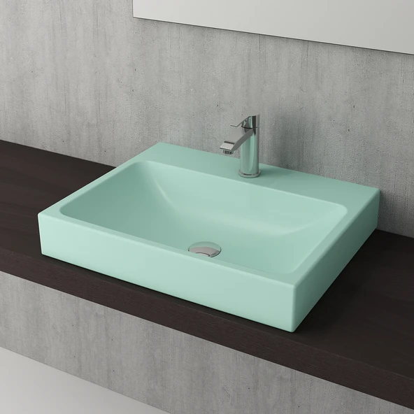 Bocchi Scala Tezgah Üstü Lavabo 60 Cm Mat Mint Yeşil ürün görseli 1