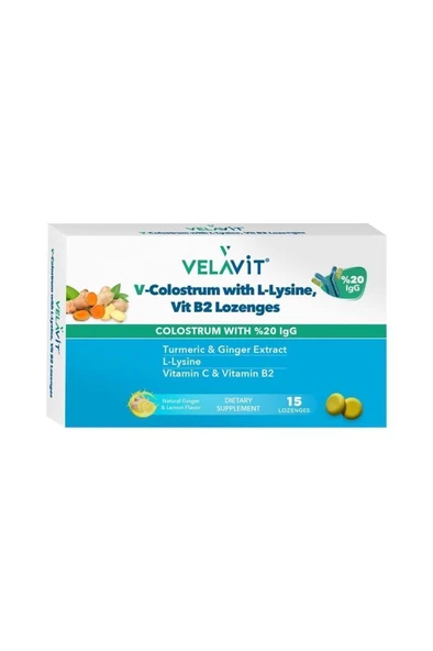 Velavit V Colostrum With L Lysine Vitamin B2 Lozenges 15 Pastil - Resim 3