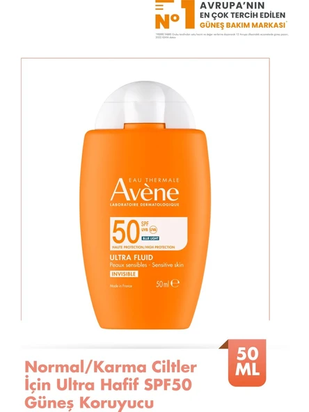 Avene Ultra Fluid Invisible SPF50 Normal ve Karma Ciltler İçin Güneş Kremi 50 ml ürün görseli 1