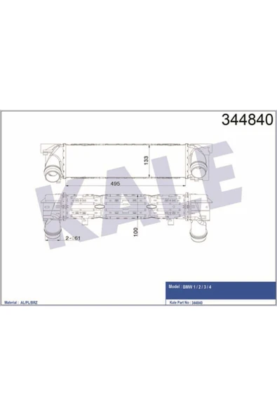 Kale 344840 OTO Radyatör  Turbo Radyatörü Bmw 1 Bmw 2 Bmw 3 Bmw 4 ürün görseli 1