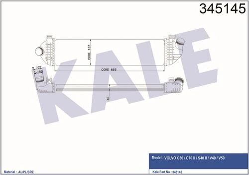 Kale 345145 OTO Radyatör  Turbo Radyatörü S40 04- 1.6D 2.0D C30 06- 1.6D 2.0D C70 05- 2.0D ürün görseli 1