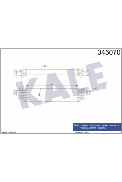 Kale 345070 OTO Radyatör  Turbo Radyatörü Mokka 13- 1.6 Cdtı 1.7 Dtı / Trax 13- ürün görseli 1