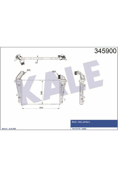 Kale 345900 OTO Radyatör  Turbo Radyatörü Astra H 06- 1.7 Cdtı 523X328.6X27 ürün görseli 1