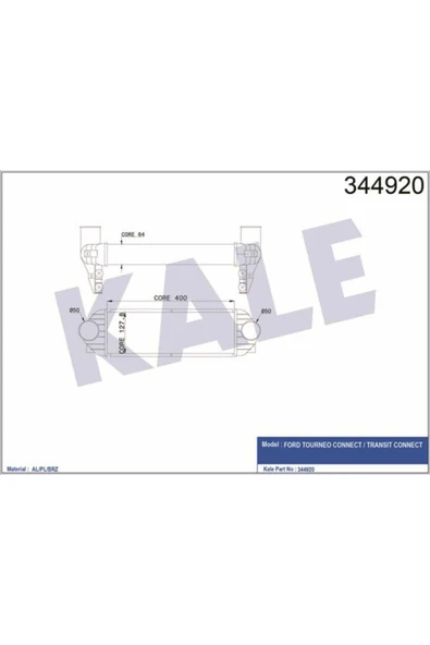 Kale 344920 OTO Radyatör  Turbo Radyatörü Tourneo Connect 02- 1.8Dı 1.8 TDCI Al-Pl Sıstem ürün görseli 1