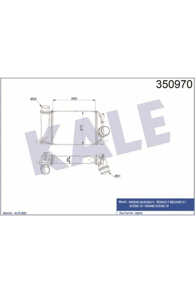 Kale 350970 OTO Radyatör  Turbo Radyatörü Megane IV Grandtour 1.2 Tce 16- Nissan Qashqai 1.2 Dı G T ürün görseli 1