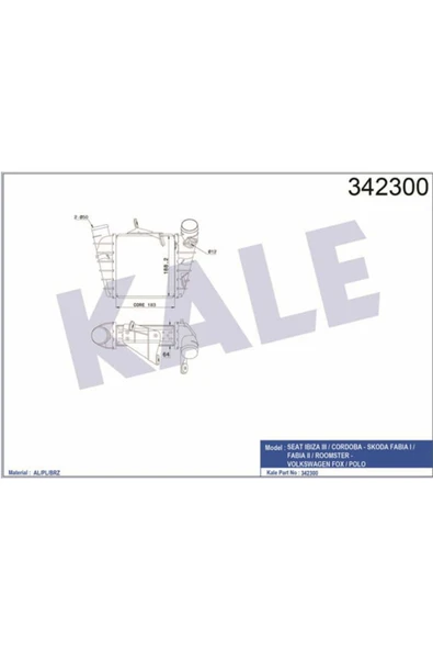 Kale 342300  Turbo Radyatörü Polo IV 01- 1.4 TDI Fox 05- 1.4 TDI Cordoba 02- Fabia I 99- 200X202X62 ürün görseli 1