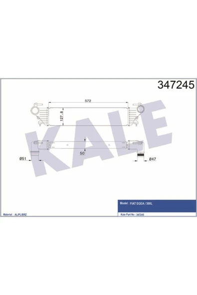 Kale 347245 OTO Radyatör  Turbo Radyatörü Fiat Egea Fiat 500L 1.3 1.6 Jtd 1.4 ürün görseli 1