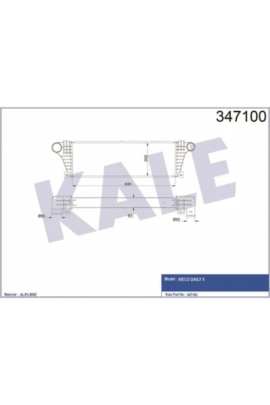 Kale 347100 OTO Radyatör  Turbo Radyatörü Daily 89- 630X202X65 ürün görseli 1