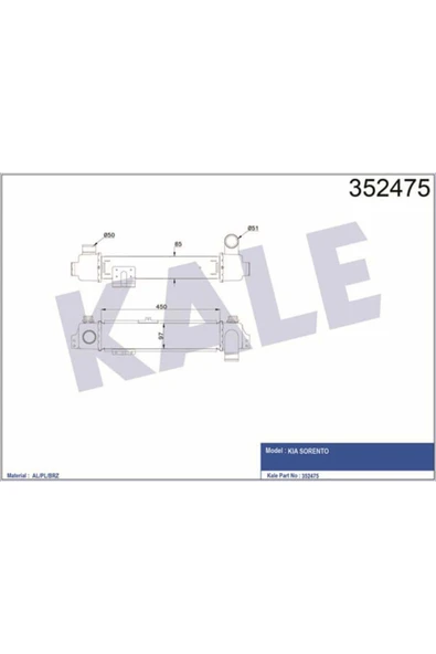 Kale 352475 OTO Radyatör  Turbo Radyatörü Intercooler Kia Sorento 2.5 CRDI 02-06 ürün görseli 1