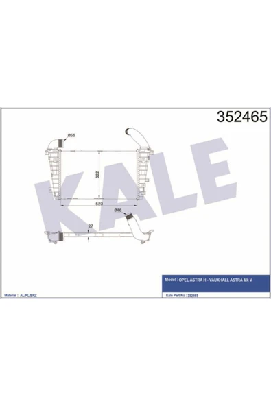 Kale 352465 OTO Radyatör  Turbo Radyatörü Intercooler Opel Astra H ürün görseli 1