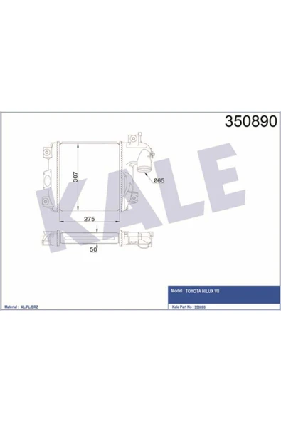Kale 350890  İNTERCOOLER AL/PL/BRZ HILUX VII ürün görseli 1
