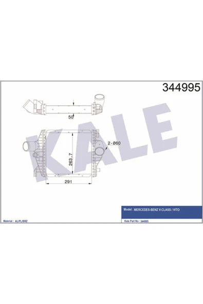 Kale 344995 OTO Radyatör  Turbo Radyatörü V-Class W638 99- Vito W638 I 99- ürün görseli 1