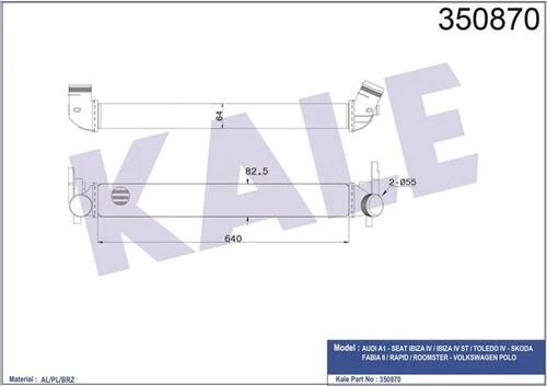 Kale 350870  INTERCOOLER A1 IBIZA V TOLEDO FABIA II RAPID ROOMSTER ürün görseli 1