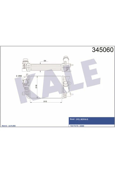 Kale 345060 OTO Radyatör  Turbo Radyatörü Merıva B 10- 1.3 Cdtı ürün görseli 1