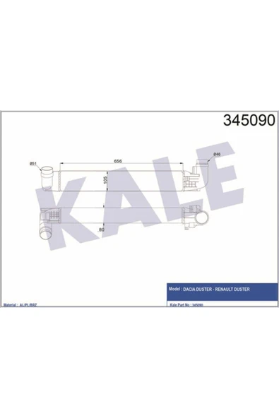 Kale 345090 OTO Radyatör  Turbo Radyatörü Duster 10- 1.5 DCI ürün görseli 1