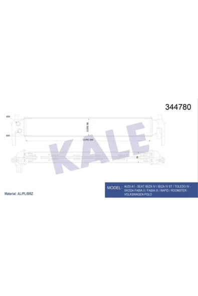 Kale 344780  Turbo Radyatörü Polo V 09- 1.2 Tsı 1.4 TDI 1.4 Tsı / A1 14- / To 15- /  38079837 ürün görseli 1
