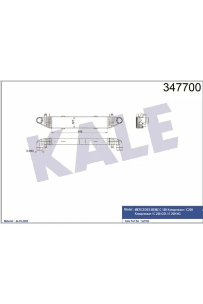 Kale 347700 OTO Radyatör  Turbo Radyatörü C 180 C200 C 220 C 250 626X127X62 ürün görseli 1