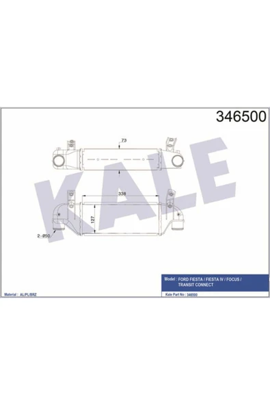Kale 346500  Turbo Radyatörü Fiesta IV 95- 1.8 Td Focus I 98- 1.8 Td 1.8 TDCI 1.8 Tddı 338X127X73 ürün görseli 1