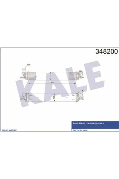 Kale 348200 OTO Radyatör  Turbo Radyatörü Laguna III 07- 2.0 DCI 652X112X108 ürün görseli 1