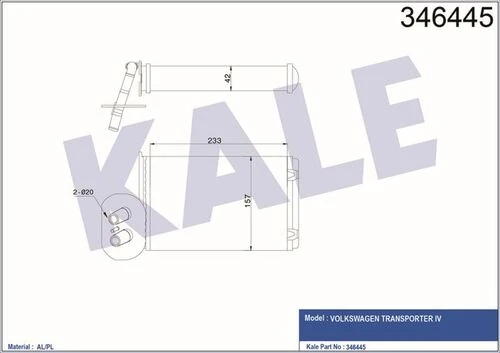 Kale 346445 OTO Radyatör  Kalorifer Radyatörü Transporter T4 90- Mekanik ürün görseli 1
