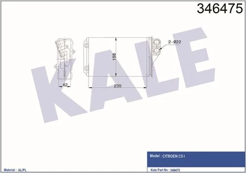 Kale 346475 OTO Radyatör  Kalorifer Radyatörü C5 00- Mekanik ürün görseli 1