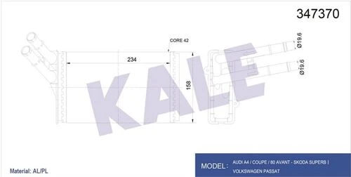 Kale 347370  Kalorifer Radyatörü Passat A4 Superb 97-00 539655703 ürün görseli 1