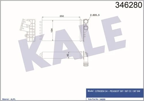 Kale 346280 OTO Radyatör  Kalorifer Radyatörü 307 01- / C4 04- Otomatik ürün görseli 1