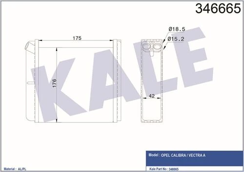 Kale 346665 OTO Radyatör  Kalorifer Radyatörü Vectra A 88-95 Calıbra 90- Mekanik ürün görseli 1