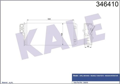 Kale 346410 OTO Radyatör  Kalorifer Radyatörü Master II 98- / Movano A 98- / Interstar 02- Mekanik ürün görseli 1