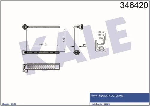 Kale 346420 OTO Radyatör  Kalorifer Radyatörü CLIO IV 12- Brazıng ürün görseli 1