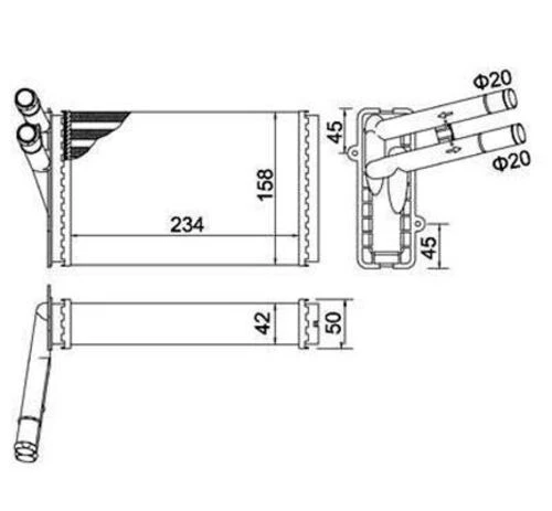 Magneti Marelli 359000300810 MARELLI  Kalorifer Radyatörü Passat 96-00 A4 95-00 234×157×42 ürün görseli 1