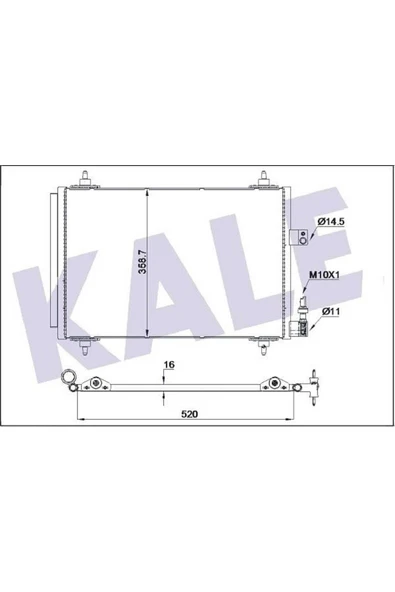 Kale 200ABC060 OTO Radyatör  Klima Radyatörü (540×361×16) 407 Dw12Bted4 ürün görseli 1