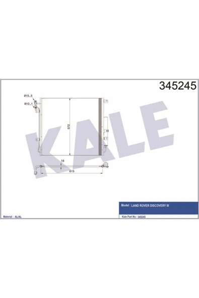 Kale 345245 OTO Radyatör  Klima Radyatörü Discovery III 04- 4.0 V6 4.4 V8 Discovery IV 10- ürün görseli 1