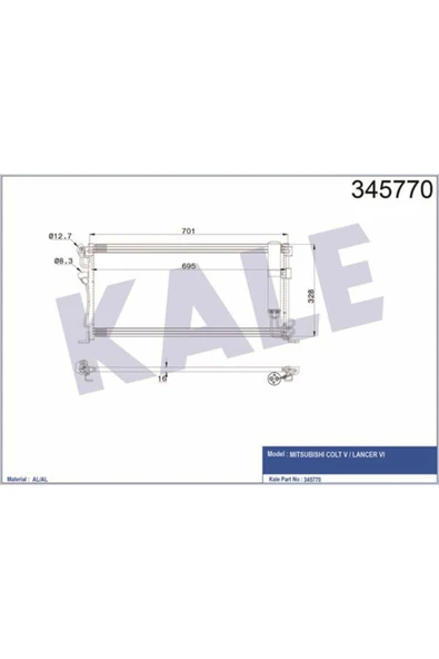 Kale 345770 OTO Radyatör  Klima Radyatörü Colt 95- Lancer 96- ürün görseli 1