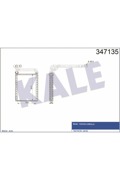 Kale 347135 OTO Radyatör  Kalorifer Radyatörü Corolla Uyumlu 1.4 Vvtı 1.6 Vvtı 02-07 ürün görseli 1